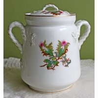 Haviland Limoges Porzellan Dose Mit Deckel. Hergestellt in Frankreich. Antikes Seltenes Farn Und Moos Muster, Nr. 5272 von AnythingDiscovered