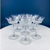 Heisey Champagner Gläser. Set Aus 6 Geätzten Kristallgläsern Mit Orchideenmuster. Zuhause Geschenk. Esszimmer Dekor. Sammler Glaswaren von AnythingDiscovered
