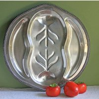 Verkauf. Vintage Truthahn Serviertablett. Versilberte Servierplatte Mit Verzierten Füßen. Geteiltes Dreiteiliges Tablett Eingelassenem Tropfendem von AnythingDiscovered