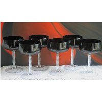 Vintage Fostoria Black Crystal Champagner Gläser. Klare, Verschnörkelte Stiele. Amethyst Moderne Stielglas. 6Er Set.esszimmer Dekor. Geschenk Für Ihn von AnythingDiscovered