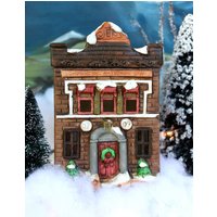 Vintage Weihnachtsdekoration. Weihnachtsdorf-Bank Mit Lichtern. Handgemachte Und Bemalte Weihnachtsdekoration Lichtset von AnythingDiscovered