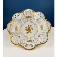 Weiss Und Gold Schale Von Rosenthal. Antike Porzellan-Servierplatte Mit Fuß Gewelltem Rand. Atemberaubendes Hochzeitsgeschenk von AnythingDiscovered