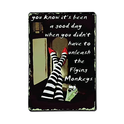 Anyuwerw Brsh Unleash The Flying Monkeys Good Day Metalldruck Blechschild Wicked Witch Wizard Oz Wandbehang Aluminiumschild Metallschild 20,3 x 30,5 cm, mehrfarbig von Anyuwerw