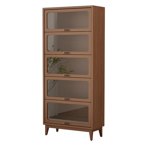 AnywaysWood Bücherregal mit 5 Ebenen, Holz-Bücherregal mit Türen aus gehärtetem Glas AnywaysWood Bücherregal mit 5 Ebenen, Holz-Bücherregal mit Türen aus gehärtetem Glas von AnywaysWood