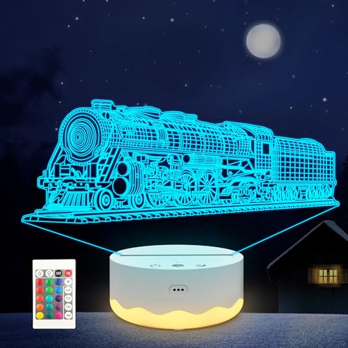 Anywin Zug Nachtlicht für Kinder, 3D Illusion Nachtlampe mit 16 Farben ändern & Fernbedienung Dimmer für Raumdekor, Geburtstag Weihnachtsgeschenke für Jungen Kinder Mädchen Anywin Zug Nachtlicht für Kinder, 3D Illusion Nachtlampe mit 16 Farben ändern & Fernbedienung Dimmer für Raumdekor, Geburtstag Weihnachtsgeschenke für Jungen Kinder Mädchen von Anywin