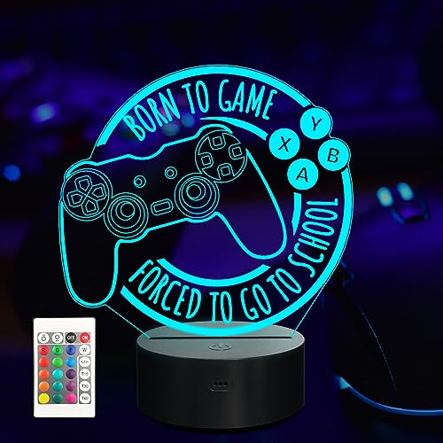 Gamepad 3D Nachtlicht, Gamepad Lampe Night Light for Kids Bedroom Decors, 16 Color Changing Remote Birthday Xmas Valentine's Day Amazing Present Idea for Men Boys (Born to Game) von Anywin