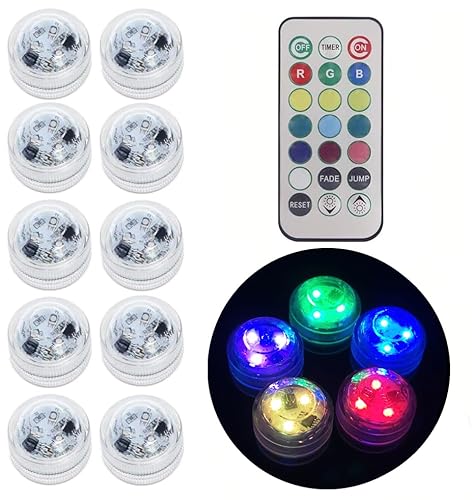 LED-Teelichter mit Fernbedienung, batteriebetriebene farbwechselnde LED-Teelichter, wasserdicht, Unterwasser-LED-Pool-Lichter für Vase, Aquarien, Hochzeit, Halloween, Weihnachten von Anziner