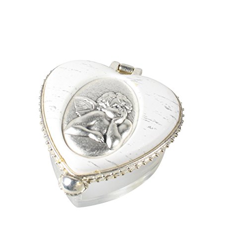 Anzmann MaMeMi Rosenkranzdose Herz, transparent Klappdeckel weiß, Engel 4,5 x 4 x 3 cm von MaMeMi