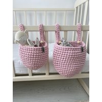 Krippe Hängenden Korb, Spielzeug Aufbewahrungstasche Hängen, Baby Bett Tasche Windel Veranstalter Boho Kinderzimmer Dekor von AnzyHomeShop