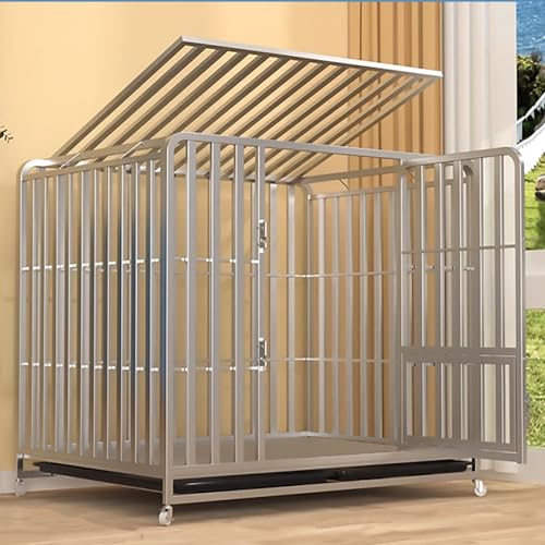 AoBloom Große Hundebox, Hundekäfig, Sechsseitige Vollrohr-Doppelträgerverstärkung, Design mit Mehreren Türen, Geeignet für mittelgroße bis große Hunde von AoBloom