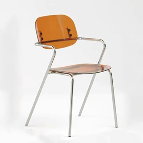 AoForce Gartenstühle Stapelbar Hergestellt Aus PC-Material Und Eisenrahmen Ergonomisch Stuhl Transparent Mit Gebogener Rückenlehne Und Armlehnen(Orange) von AoForce
