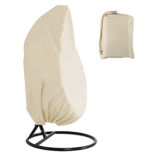 AoHao Hängesessel Abdeckung Wasserdicht 210D Oxford, Schwebesessel Abdeckung Hängesessel Schutzhülle mit Kordelzug, 190x115cm Abdeckung Für Schaukelstuhl Sonnenschutz Wetterschutz Schutzhülle (Beige) von AoHao