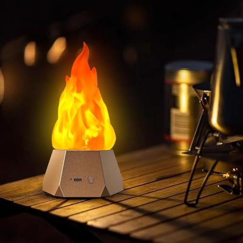 AoLa 3D Simulation Flamme Lampe LED 3 Modi Akku Künstliche Flamme Lampe Kabellos Tischlampe USB Wiederaufladbar Feuerlampe lnnen Kinderzimmer Deko Nachtlicht für Halloweendeko Partys Camping,1 Stück von AoLa