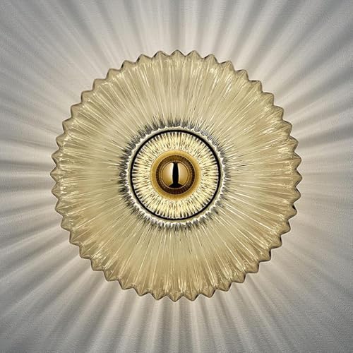AoLa Glas Wandleuchte Innen Runde Kristall Wandlampe Vintage E27 Kreativ Wohnzimmerlampe Nordic Stilvolle Beleuchtung Dekorativ Wandbeleuchtung Nachttischlampe für Schlafzimmer Treppenhaus von AoLa