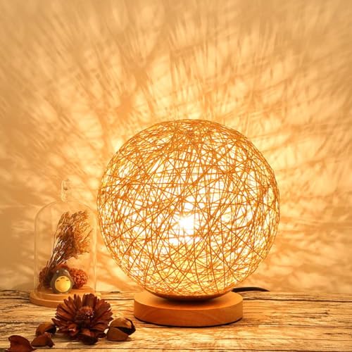 AoLa Kugel Tischleuchte Akku Kabellos Tischlampe Holz Handgewebt Kugel Boho Rattan Laterne LED Touch Nachttischlampe Dimmbar Kleine Lampe Batterie Nachtlampe Schlafzimmer Deko Kinderzimmer Lampe AoLa Kugel Tischleuchte Akku Kabellos Tischlampe Holz Handgewebt Kugel Boho Rattan Laterne LED Touch Nachttischlampe Dimmbar Kleine Lampe Batterie Nachtlampe Schlafzimmer Deko Kinderzimmer Lampe von AoLa