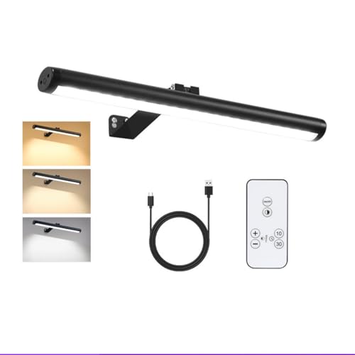 AoLa LED Akku Spiegelleuchte mit Fernbedienung und Touch Dimmbar Badleuchte lnnen Drehbarer Mit Timerfunktion Lange Wandleuchte USB Aufladbare Kabellos Wandlampe Schwarz 4000mAh 5W Leselampe von AoLa