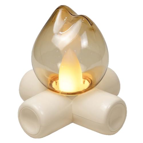 AoLa LED Feuer Tischlampe Akku lnnen Flamme Lampe USB Wiederaufladbare Kabellose Tischkamin mit Schalter 2 Modi Nachtlicht Tragbare Bio Ethanol Feuerstelle für Weihnachten Party von AoLa