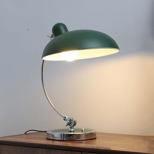 AoLa Moderne Tischleuchte Mit Stecker Verstellbar E27 Tischlampe Minimalistische Design Nachttischleuchte Dekorative Kleine Lampe Art Deco Leselampe Für Schlafzimmer Kinderzimmer Büro Chrom,Grün von AoLa