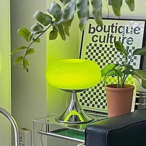 AoLa Pilz Tischlampe LED Mushroom Lampe Glas Tischleuchte mit Kabel 3000K/4000K/6000K Schreibtischlampe Nachttischlampe Moderne Deko Pilz Lampe Nordic Macaron Grün Nachtlicht für Bars Schlafzimmer von AoLa