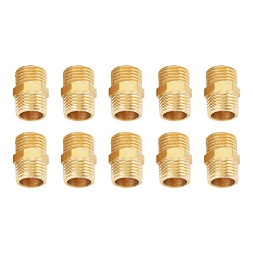 10 Stück 1/4 BSP auf 1/4 BSP Außengewinde Messing Rohr Sechskant Nippel Fitting Schnelladapter 1 1/2 BSP männlich auf männlich 9 x 5 x 2 von Aoaoy
