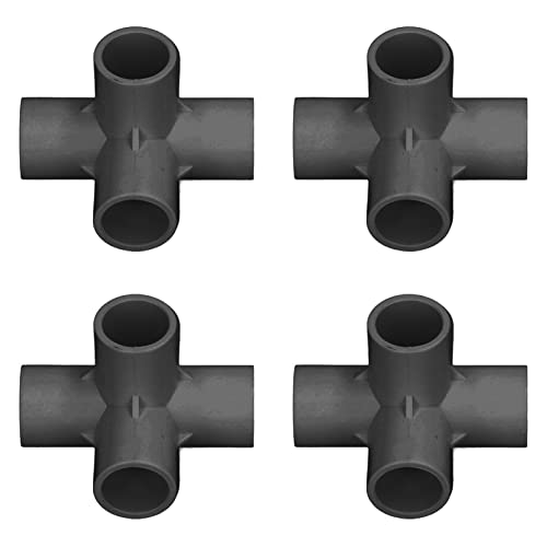 6-Wege-Rohrverschraubungen, PVC-Kunststoff-Rohrverbinder, 6-Wege-Rohr-Ecken-Winkelverschraubungen, 25 mm Innendurchmesser (schwarz), 10 Stück von Aoaoy