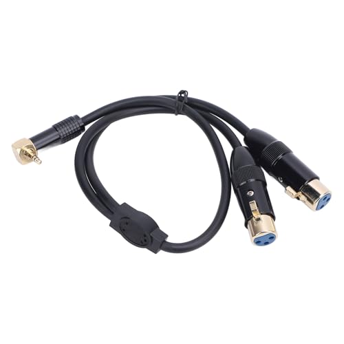 Aoaoy 3,5 mm 90 Grad rechtwinkliger Stereo-Stecker auf Doppel-XLR-Buchse, 24 Karat Gold 0,5 m, 1/8 Zoll mit 2 XLR-Buchsen, für Laptop, Kamera, Sound, DV von Aoaoy