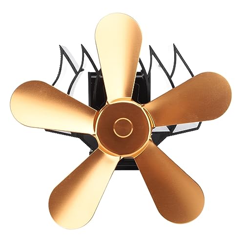 Aoaoy 5 Blades Wall Montoded Herd Ventilator, Hitzebetakteter Holzofenlüfter für das Camping Im Freien Im Außenbereich, Selbst Erzeugender Windkraft, Verbesserung der Heizungseffizienz (Gold) von Aoaoy