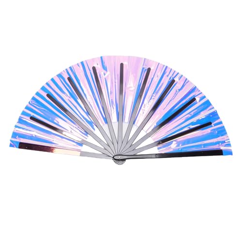 Aoaoy Faltbarer Handfächer im chinesischen Stil, reflektierend, zum Online-Tanzen mit kompaktem Design, glänzenden Farben und PVC-Material, ideal für Konzerte, Hochzeiten von Aoaoy