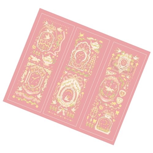 Aoaoy Geprägte und Vergoldete Ledger -Aufkleber 3PCS Handbuch Aufkleber Multifunktional Moonlight Series Präge Design Stempelprozess Exquisite Zeitschriftenabziehbilder für Album Diary DIY Handwerk von Aoaoy