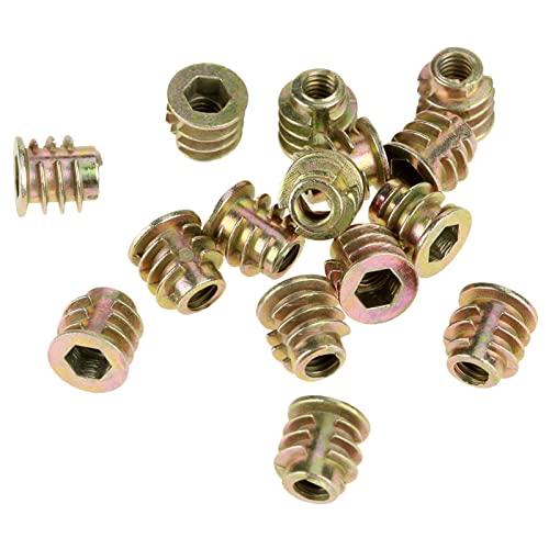 Aoaoy Gewindeeinsätze M5 für Holz M4 M4 Maschinenschrauben aus Messing, 9 x 6 x 2, 50 x 8 mm, aus Zinklegierung, Sechskant, für Möbel, mit Gewinde für Holzeinsatz von Aoaoy