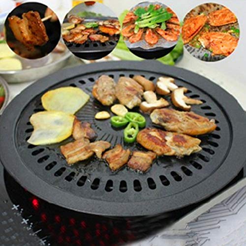 Aoaoy Grillroste für den Innenbereich, Grillpfanne für die Küche, Grillpfanne, elektrisch, rauchfrei, im Innenbereich, koreanischer Grill, Fischform, Haushaltspfanne, runde Backplatte von Aoaoy
