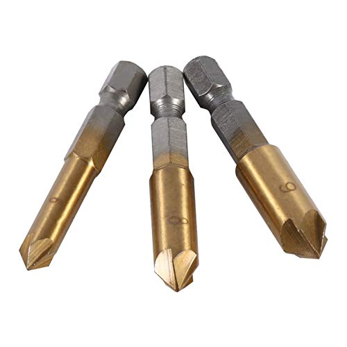 Aoaoy HSS CounterSink Drill Bit Set Force, Gegenteilbohrer, für Metall, 10 x 7 x 2, 6 Stück, HSS 1/4 Hex Shank, 90 Grad, Router aus Holz, 6 mm - 19 mm von Aoaoy
