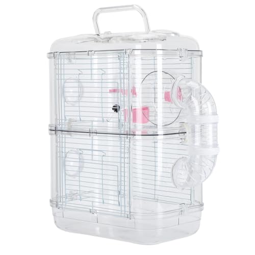 Aoaoy Hamsterkäfig, Doppellagiger Eisendraht, Lustiges Interaktives Mäuse-Kleintier-Schlosshaus mit Wasserflasche und Laufrädern (2 Schichten) von Aoaoy