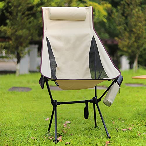 Aoaoy Klappstühle, Campingstuhl, leicht, kompakt, ultraleicht, mit Tragetasche, für Wandern, faltbar, für den Außenbereich, tragbar, für den Strand, Picknick (beige) von Aoaoy