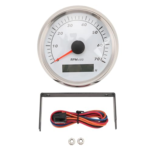 Aoaoy Tachometer für Boote, 85 mm, mit rotem Zeiger, digitalem LCD-Display, Schrittmotor-Tachometer, Hintergrundbeleuchtung für einfache Anzeige, ideal für Autos, LKW und (7000 U/min) von Aoaoy