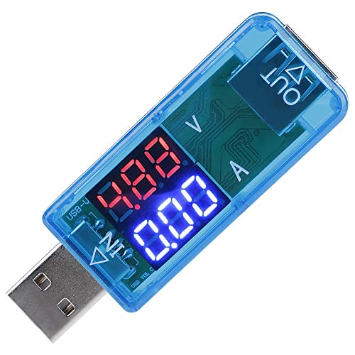 Aoaoy USB-Voltmeter-Amperemeter-Multimeter, Echtzeit-Erkennungs-Tragbarladegeräte, Geeignet für die Meisten Anwendungen, USB-Messgerät für die Telefonleistung für die Telefonleistung (Blau) von Aoaoy