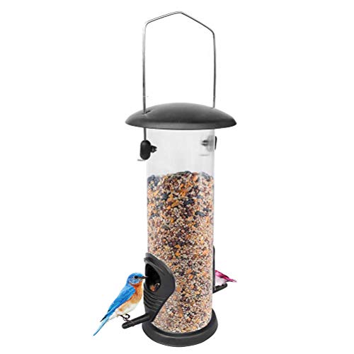 Aoaoy Wildvogelfutterspender aus PVC mit verstärktem Metall oben und unten, geeignet für hängende Vogelfutterstation, ideal für den Einsatz im Freien von Aoaoy
