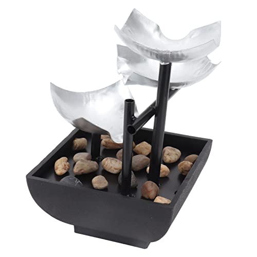Asiatischer Drei-Ebenen-Brunnen mit USB-Anschluss, ruhige Dekoration für den Schreibtisch, Zen-Gartendekoration von Aoaoy