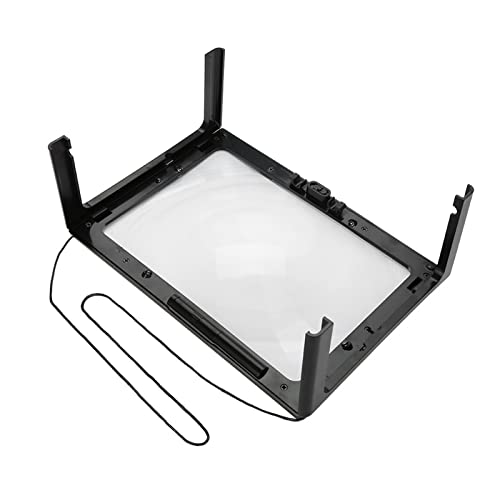 Faltbare dünne A4-Vollseitenlupe mit 3-facher Lupe, 4 LED-Leuchten zum Lesen von Aoaoy