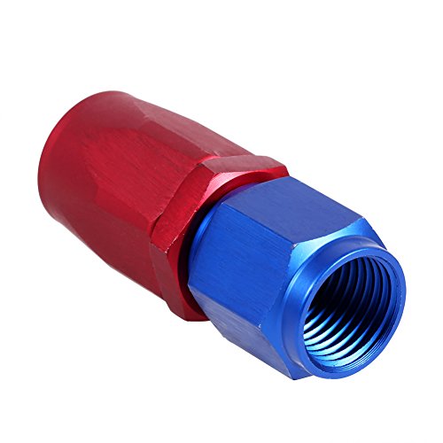 Kraftstoffleitungsschlauchende, AN6-Schlauchendstück, Öl-Kraftstoffleitungsschlauchende, drehbarer Stecker-Adapter, blau-rot (AN6–0°) von Aoaoy