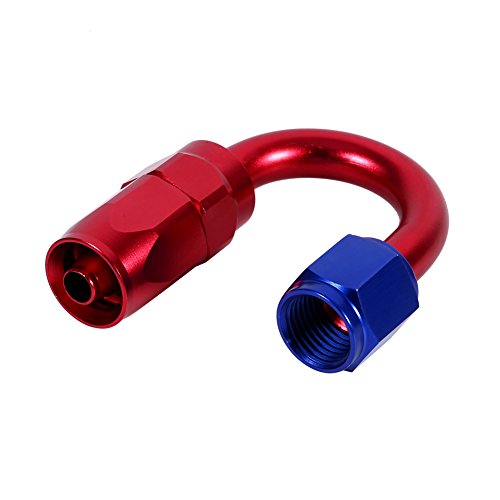 Kraftstoffleitungsschlauchende, AN6-Schlauchendstück, Öl-Kraftstoffleitungsschlauchende, drehbarer Stecker-Adapter, blau-rot (AN6–180°) von Aoaoy