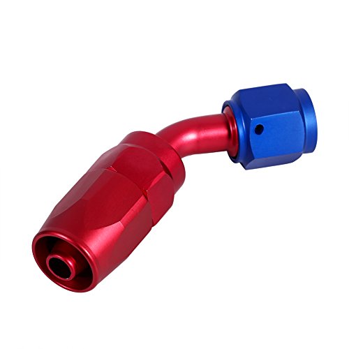 Kraftstoffleitungsschlauchende, AN6-Schlauchendstück, Öl-Kraftstoffleitungsschlauchende, drehbarer Stecker-Adapter, blau-rot (AN6–45°) von Aoaoy