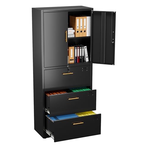 Aobabo Metal Storage Filing Cabinet mit 3 Schubladen, Metall -Büro -Aktenschrank mit abschließbaren Türen und Schubladen für Home Office, Hangdateien Brief/Rechtsgröße, Schwarz, Schwarz Aobabo Metal Storage Filing Cabinet mit 3 Schubladen, Metall -Büro -Aktenschrank mit abschließbaren Türen und Schubladen für Home Office, Hangdateien Brief/Rechtsgröße, Schwarz, Schwarz von Aobabo