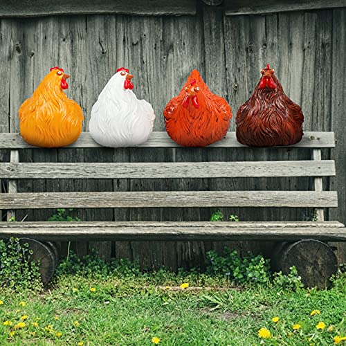 Deko Huhn Deko Garten Figuren Huhn Gartenstecker,Huhn Garten Statuen,Tiere Garten Dekoration Figuren,Harz Handarbeit Bauernhof Balkon Wohnzimmer Office Deko, Huhn Gartendeko Hühner Statuen (D) von Aoblok