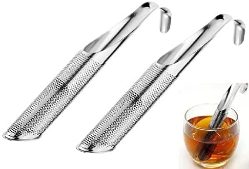 Teesieb aus Edelstahl - Einmaschig Teestab losen Tee, Teezerstäuber, Teesieb aus Edelstahl, Teesieb, Filterpfeifengeschirr mit hängendem Hakengriff, kleines Sieb für lose Teeblätter (2 STÜCK) von Aoblok