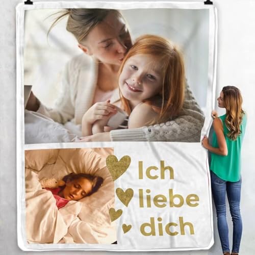 Aocase Personalisierte Fotodecke Kuscheldecke, Personalisierte Decke mit Foto und Text, Benutzerdefinierte Decke Mama Geschenke für Geburtstag, Muttertagsgeschenke für Mütter, Väter, Kinder, Freunde von Aocase