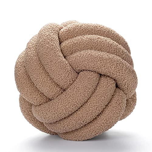 Aocase Plüsch-Knoten-Ball-Kissen, weicher Knoten-Ball-Wurf-Kissen-Heimdekorations-Kissen-Plüsch-Wurf-Knoten-Kissen-handgemachtes rundes Kissen-Knoten-Schlafzimmer-Dekor,Khaki,28cm von Aocase