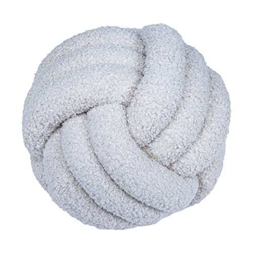 Aocase Plüsch-Knoten-Ball-Kissen, weicher Knoten-Ball-Wurf-Kissen-Heimdekorations-Kissen-Plüsch-Wurf-Knoten-Kissen-handgemachtes rundes Kissen-Knoten-Schlafzimmer-Dekor,White Gray,28cm von Aocase