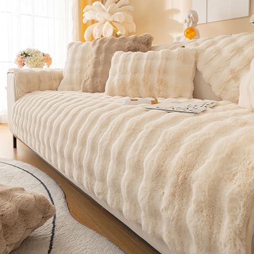 Aocase Plüsch Sofabezug,Rutschfester Verdickter Sofabezug für Den Winter,Couchbezug L Form Ecksofa Sofa,Couch überwurfdecke,Möbelschutz Couch Abdeckung,Beige,70 * 150CM von Aocase