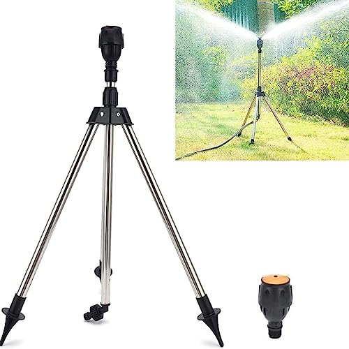 Aocase Regner Stativ, Rasensprenger, Sprinkler mit 360-Grad-Drehung, Teleskopstativsprinkl für Große Flächen, Automatisches Bewässerungssystem für Hof, Garten, Rasen, Haushalt,1 stücke von Aocase
